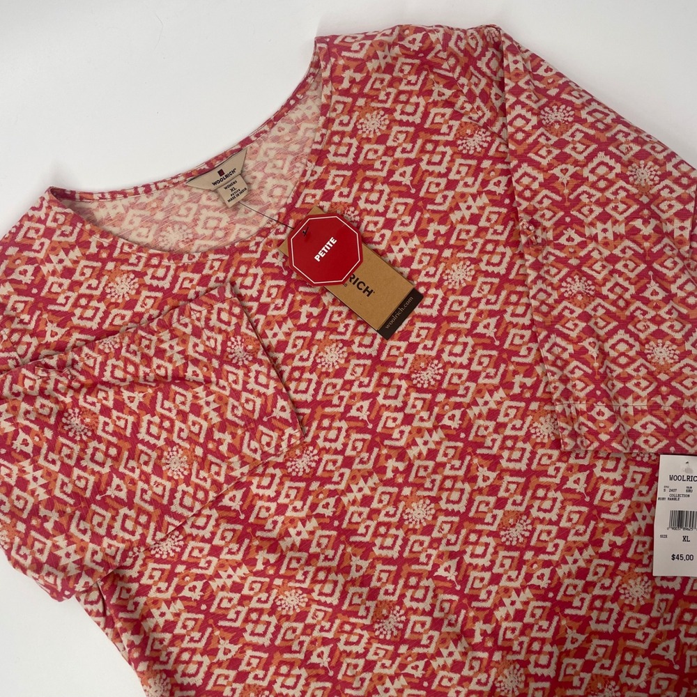 NWT Woolrich Women Petite XL Red Pullover Top Boho Chic Southwestern‎ Aztec